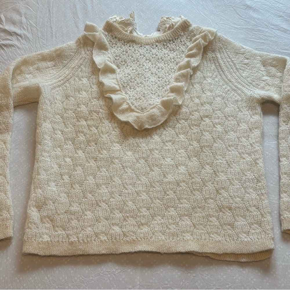 Sezane Cream tricot with Lace Detail - Picture 4 of 6